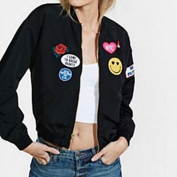 NWT Express Bomber with Embroidery Patches - Picture 3 of 11